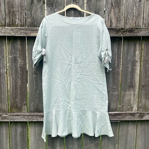 Soup Unique Korean Sage Green Ruffle Hem Dress | M - Picture 1 of 5